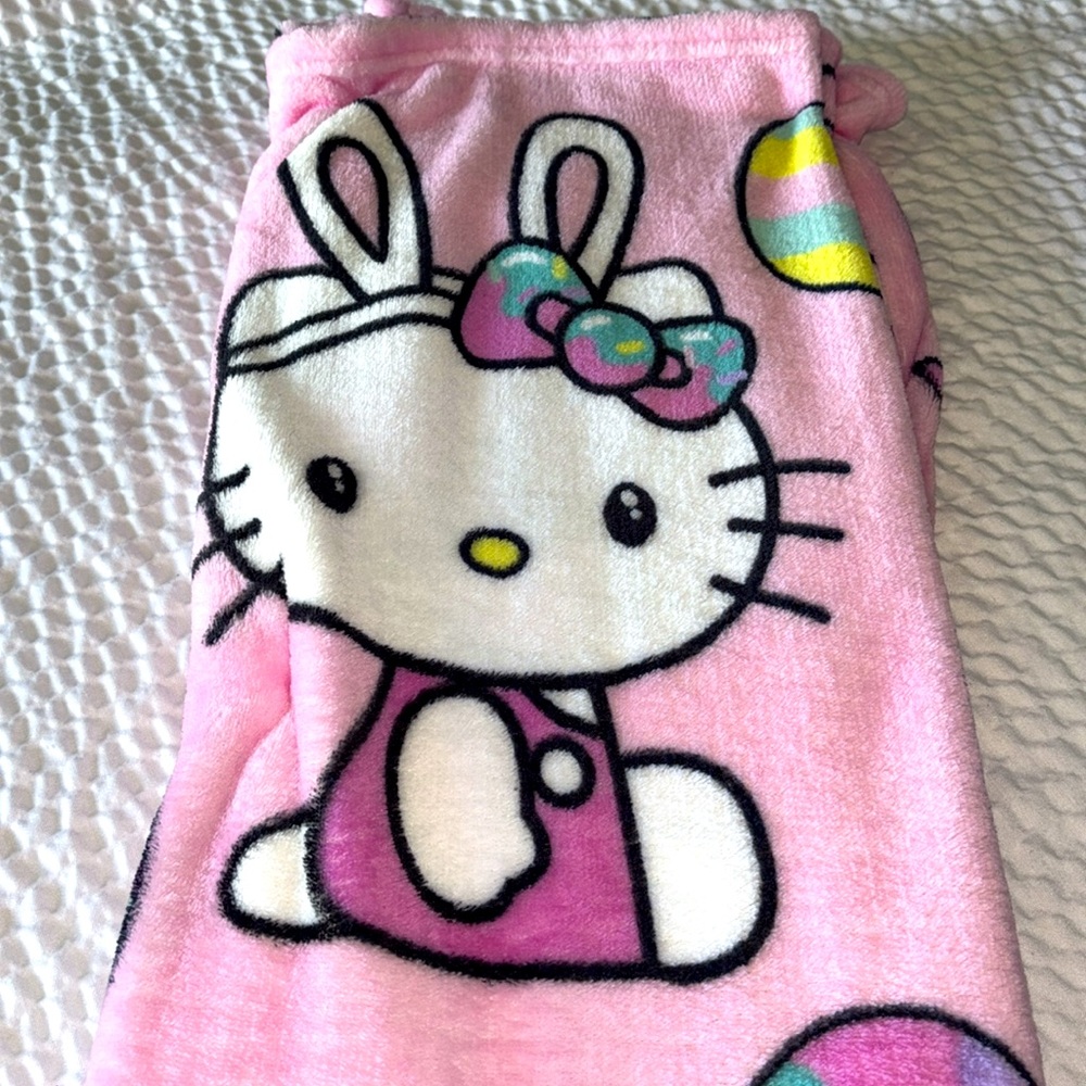 Hello Kitty Easter Silk Touch Pink Fleece Throw Blanket 50 x 40 New Gift